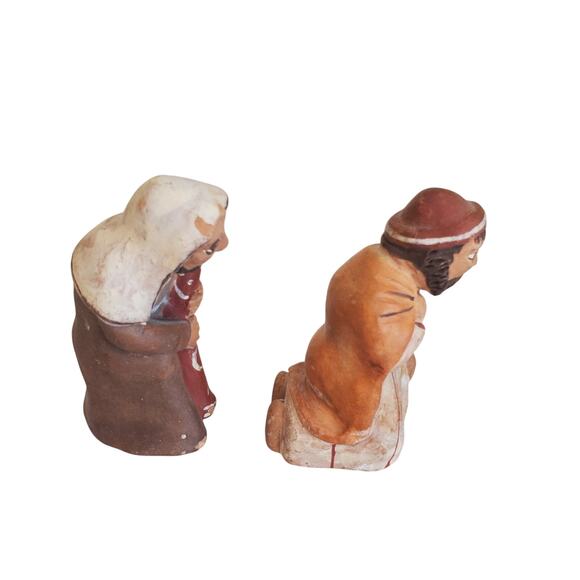 Vintage Clay Figurines Christmas Scene Wise Men Adult's 3.5" Brown Collectible - Picture 2 of 9